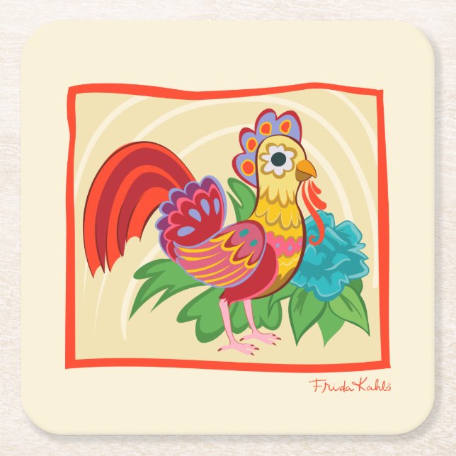 Dessous De Verre Carré Frida Kahlo Chicken Graphic (Devant)