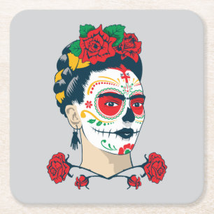 Dessous De Verre Carré Frida Kahlo   El Día de los Muertos
