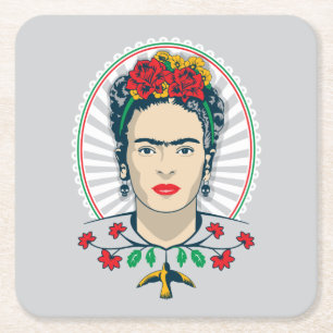 Dessous De Verre Carré Frida Kahlo  Flore Vintage