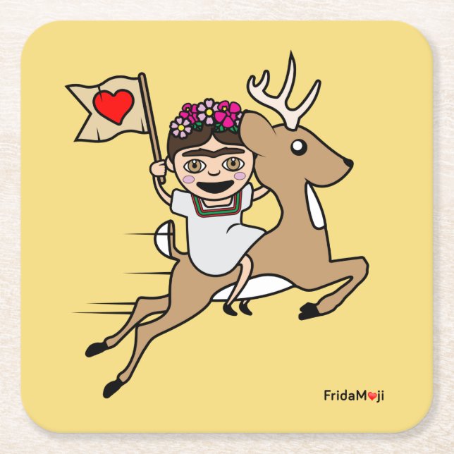 Dessous De Verre Carré Frida Kahlo | FridaMoji - Reindeer (Devant)