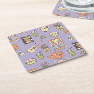 Dessous De Verre Carré FRIENDS™   Motif d'icône violet