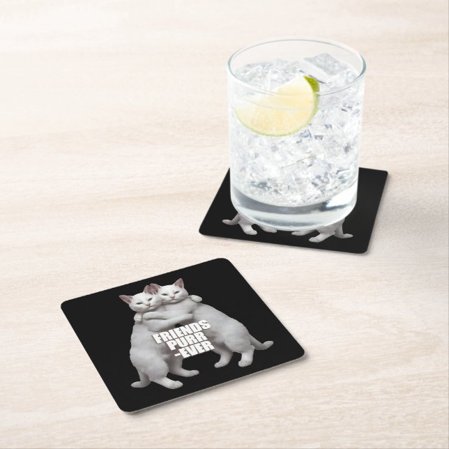 Dessous De Verre Carré Friends Purr-Ever (En situation)