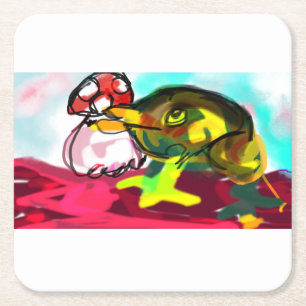 Dessous De Verre Carré Frog Champagne fun