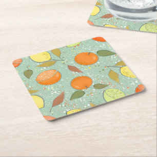 Dessous De Verre Carré Fruit motif aux citrons, oranges