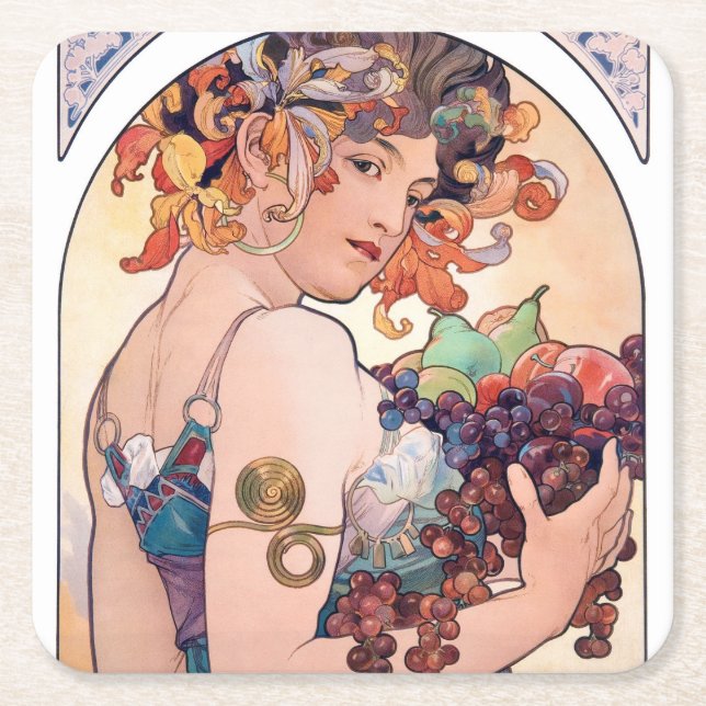 Dessous De Verre Carré Fruits, Mucha (Devant)