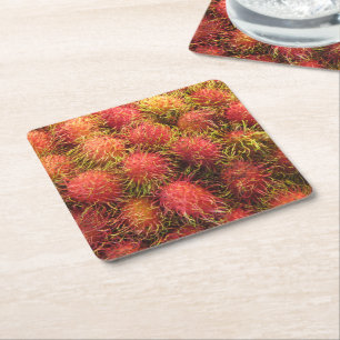 Dessous De Verre Carré Fruits tropicaux Rambutan