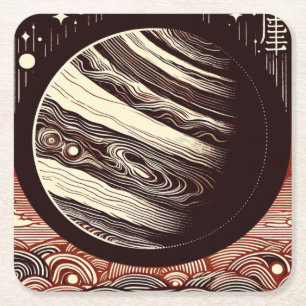 Dessous De Verre Carré FSF Jupiter Woodcut 2