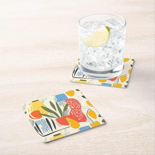 Dessous De Verre Carré Fuavisme Style Coloris Vibrants Pot Jardin (En situation)