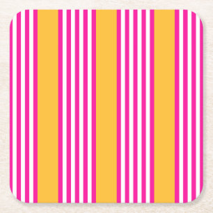 Dessous De Verre Carré Fuchsia et jaune cinq bandes motif