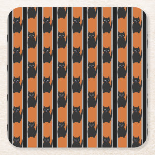 Dessous De Verre Carré Fun and Fun Halloween Chats noirs
