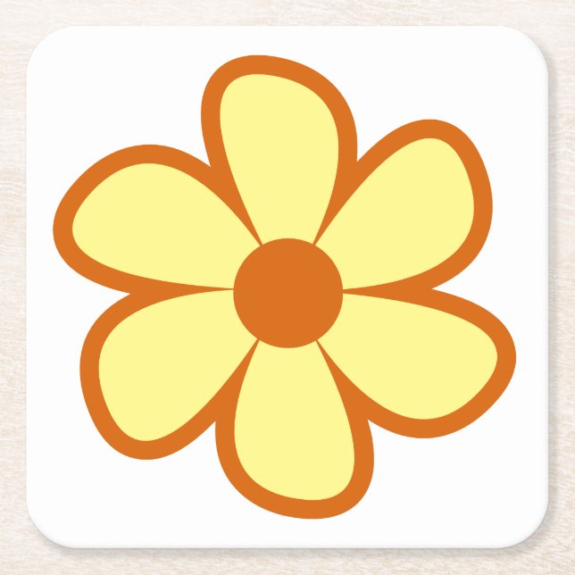 Dessous De Verre Carré Fun Funky 60s 70s Retro Flower (Devant)