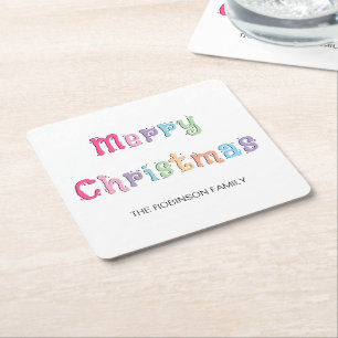 Dessous De Verre Carré Fun Multicolor Joyeux Noël