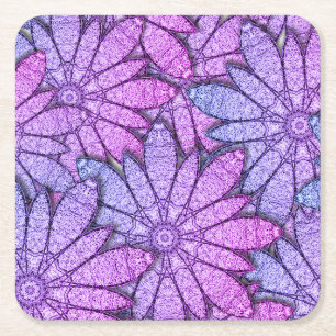 Dessous De Verre Carré Fun Purple Flowers