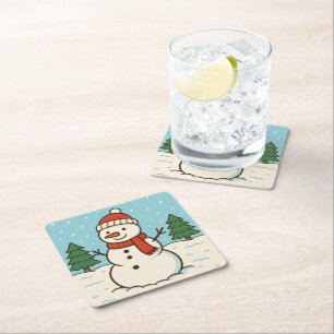 Dessous De Verre Carré Fun Snowman mignon Noël