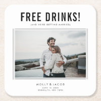 Funny Free Drink Photo Wedding Save the Date