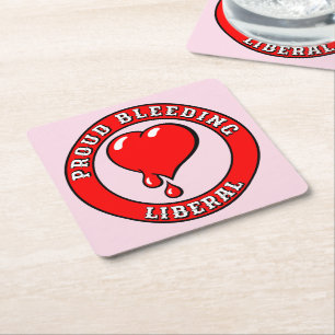 Dessous De Verre Carré Funny rose rouge saignant Coeur libéral Pop Art