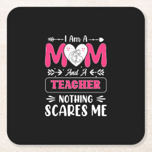 Dessous De Verre Carré Funny Teacher Maman, Teacher Maman Funny