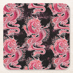 Dessous De Verre Carré Galaxie du Dragon Rouge