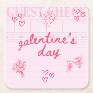 Dessous De Verre Carré Galentine’s Day Valentine Girly Invitation