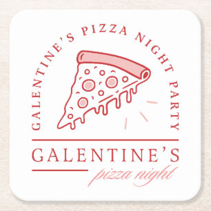Dessous De Verre Carré Galentines pizza nuit filles valentines fête