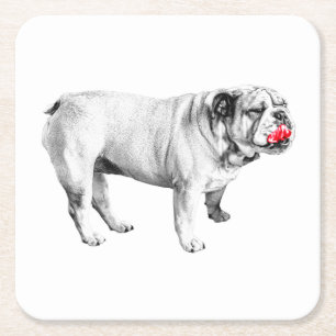Dessous De Verre Carré garde de repos écarlate, bouledogue