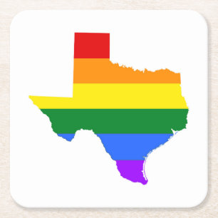 Dessous De Verre Carré Gay pride  Texas Rainbow