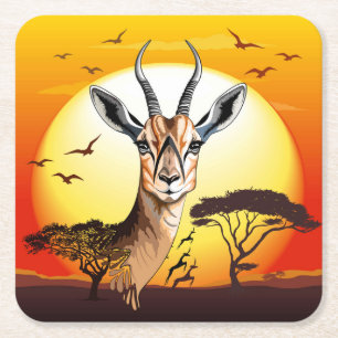 Dessous De Verre Carré Gazelle Antelope africaine animal sauvage