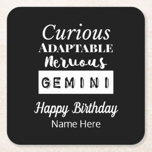 Dessous De Verre Carré Gemini Zodiac Caractéristiques amusantes Anniversa