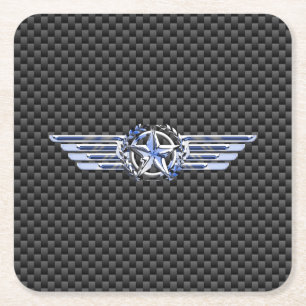 Dessous De Verre Carré General Private Air Pilot Chrome Comme Star Wings