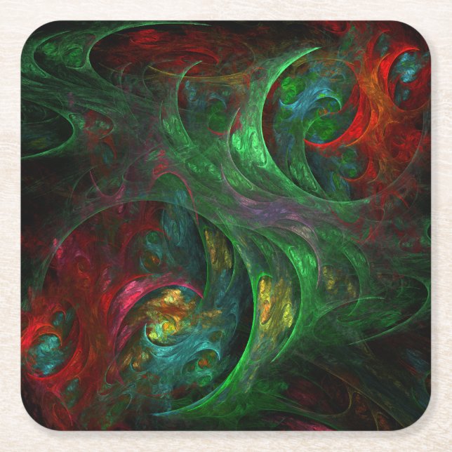 Dessous De Verre Carré Genesis Green Art Abstrait (Devant)