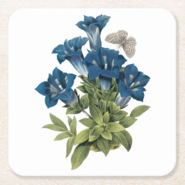 Dessous De Verre Carré gentian(Gentianae acaulis) par Redouté