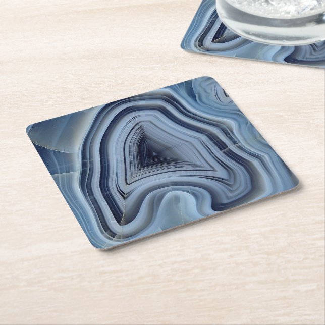 Dessous De Verre Carré Géode d'Agate Smoky Bleu (Incliné)