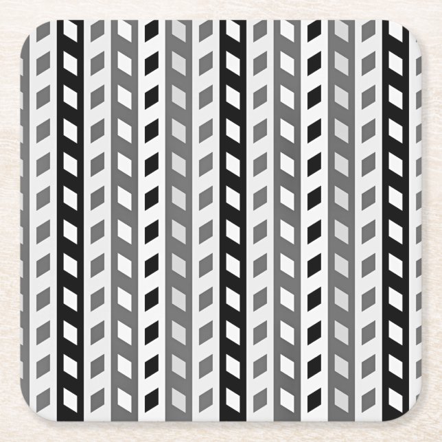Dessous De Verre Carré Geometric Design, gray, black, white, (Devant)