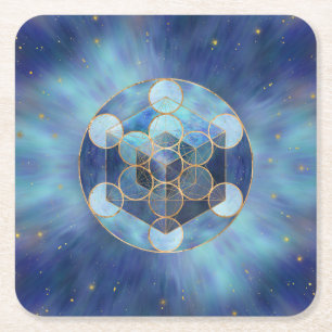 Dessous De Verre Carré Géométrie sacrée du cube de Metatron