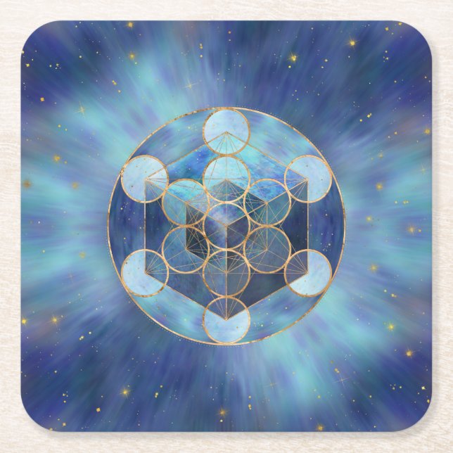 Dessous De Verre Carré Géométrie sacrée du cube de Metatron (Devant)