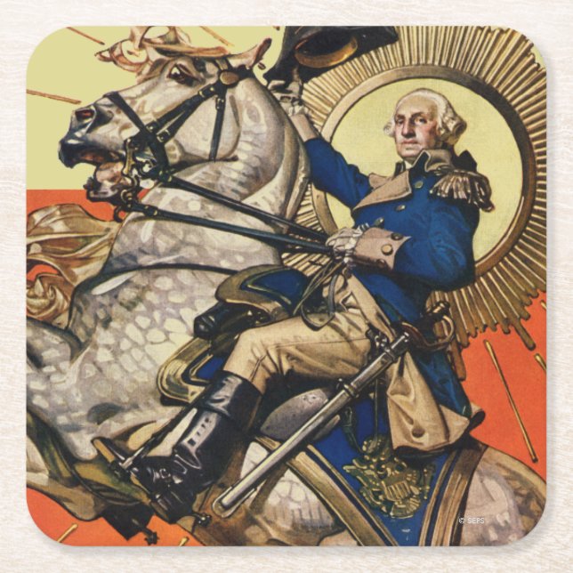 Dessous De Verre Carré George Washington à cheval (Devant)