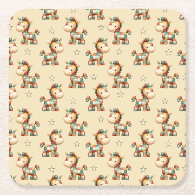 Dessous De Verre Carré Giddy-Up Patchwork Pony Birthday (Devant)