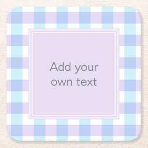 Dessous De Verre Carré Gingham Violet Pastel Texte Personnalisé