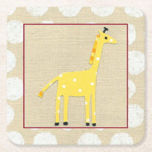 Dessous De Verre Carré Girafe jaune avec le pois blanc
