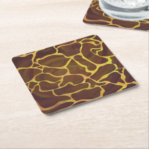 Dessous De Verre Carré Giraffe Brown et jaune