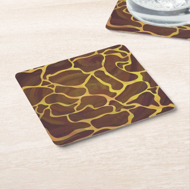 Dessous De Verre Carré Giraffe Brown et jaune (Incliné)
