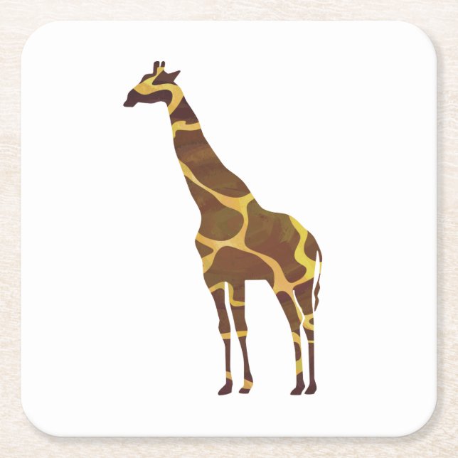 Dessous De Verre Carré Giraffe Brown et jaune Silhouette (Devant)