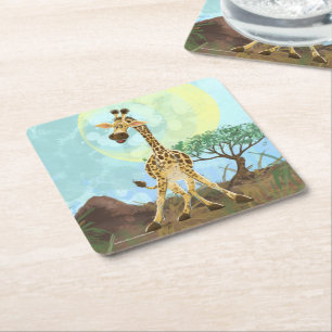 Dessous De Verre Carré Giraffe de la Parade Animale