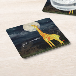 Dessous De Verre Carré Giraffe et Lune | Barres-boissons personnalisées