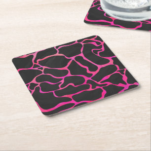 Dessous De Verre Carré Giraffe rose chaude et noire