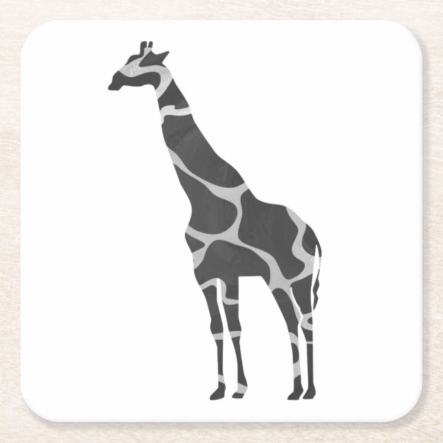 Dessous De Verre Carré Giraffe Silhoutte noir et gris (Devant)
