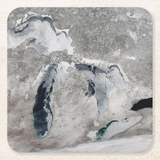 Dessous De Verre Carré Glace Sur Les Grands Lacs, États-Unis.