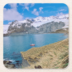 Dessous De Verre Carré Glaciers et yacht à voile en arrière-plan