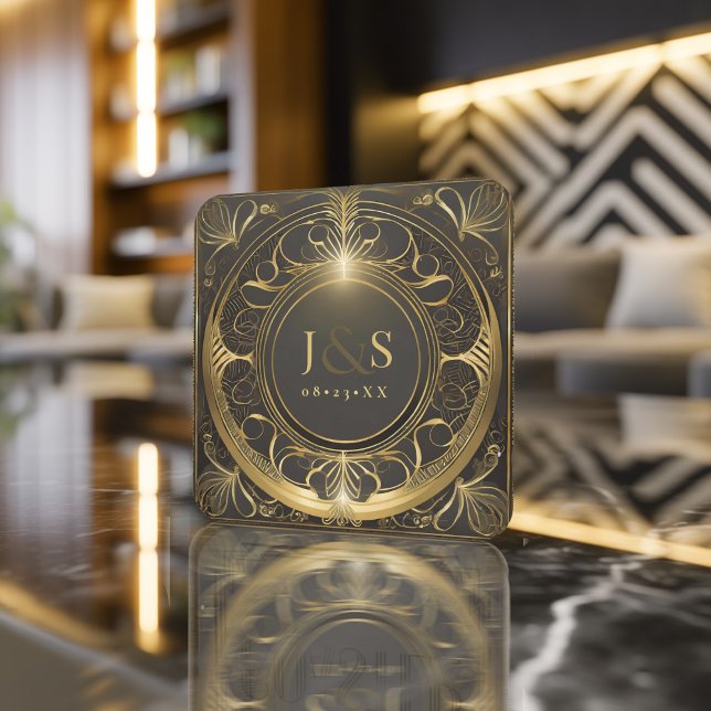 Dessous De Verre Carré Glam Art Deco Mariage V2 ID1033 (Créateur téléchargé)