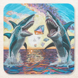 Dessous De Verre Carré Glamour Chomp-Shark Dressage pour les gemmes brill